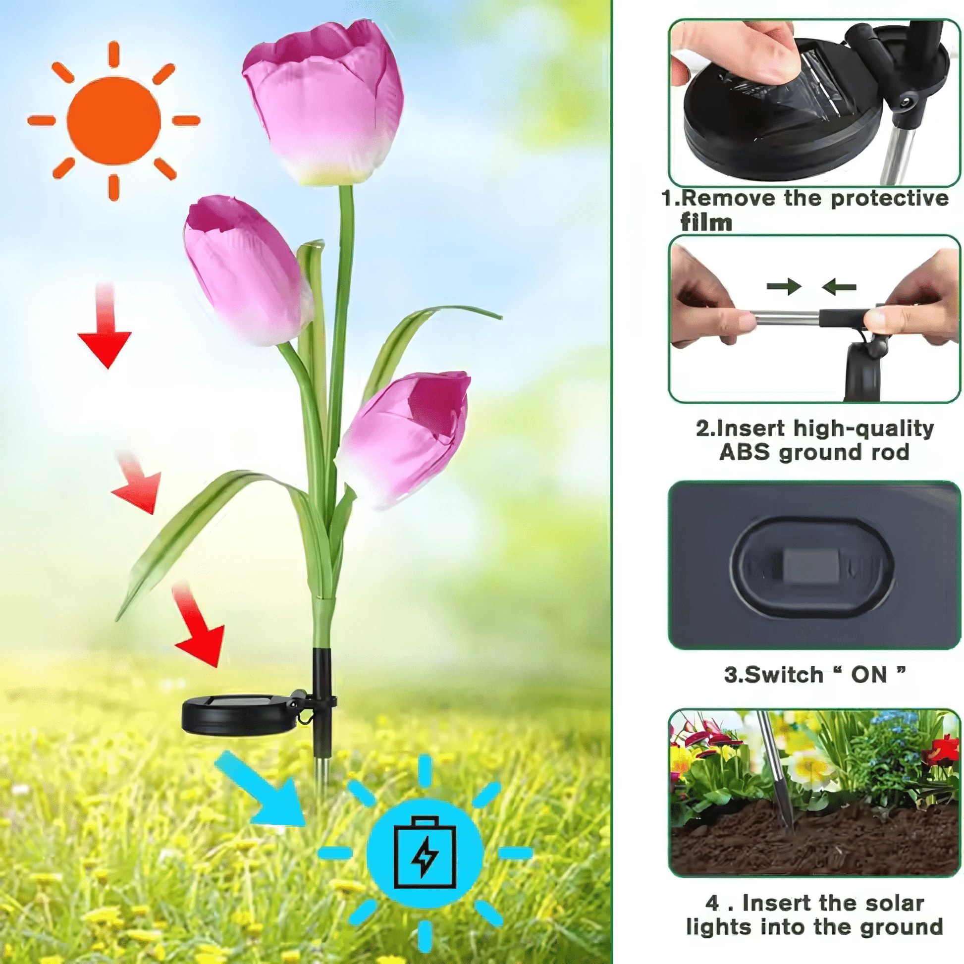 Solar LED Tulip Flower Garden Light, Waterproof Outdoor Decorative Lamp(Pack of 2) – Buy Garden Light Online at FUTURKART