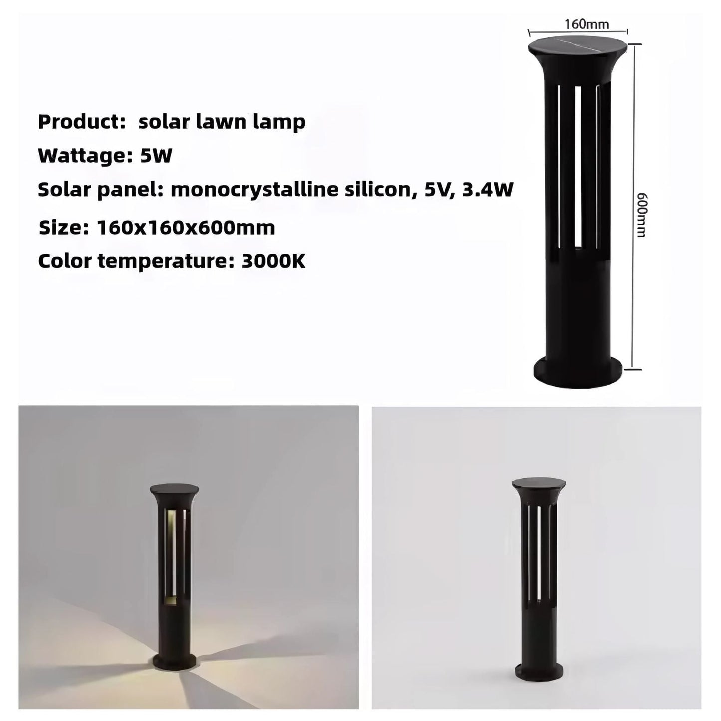 Solar - Powered Round Bollard Lawn Light - Warm White LED | Outdoor Waterproof Garden Lamp with Remote – Buy Garden Light Online at FUTURKART