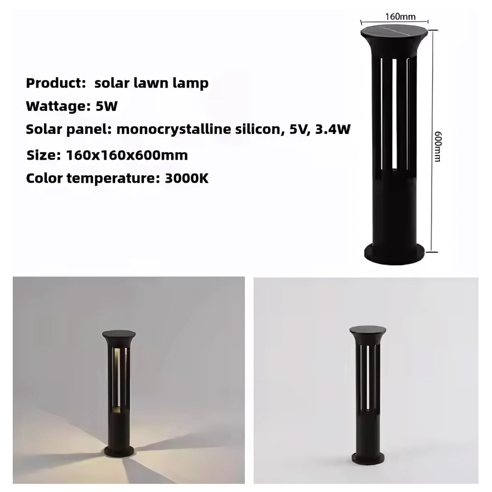 Solar - Powered Round Bollard Lawn Light - Warm White LED | Outdoor Waterproof Garden Lamp with Remote – Buy Garden Light Online at FUTURKART