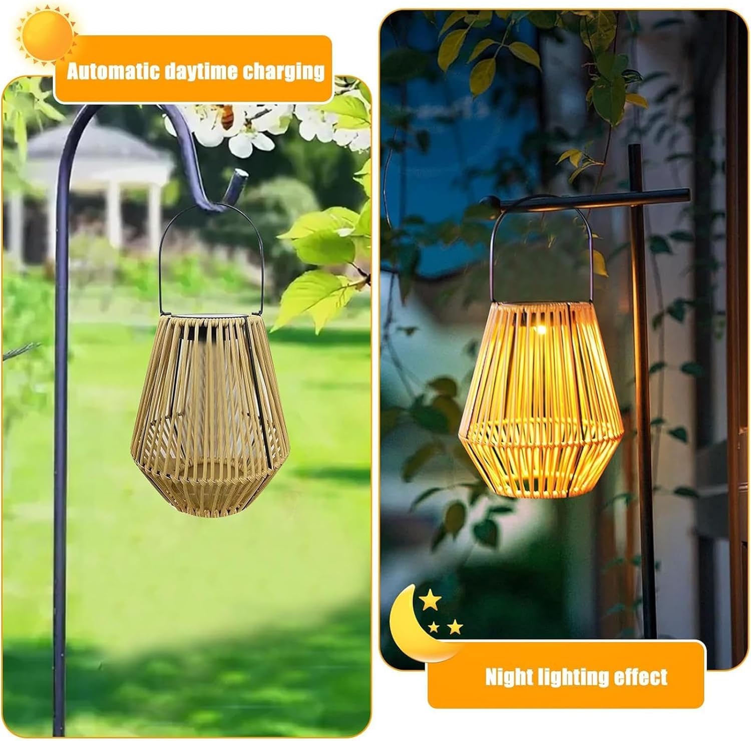 Solar Rattan Bamboo Lamp, Outdoor Hanging Lantern for Garden, Patio & Lawn – Buy Garden Light Online at FUTURKART