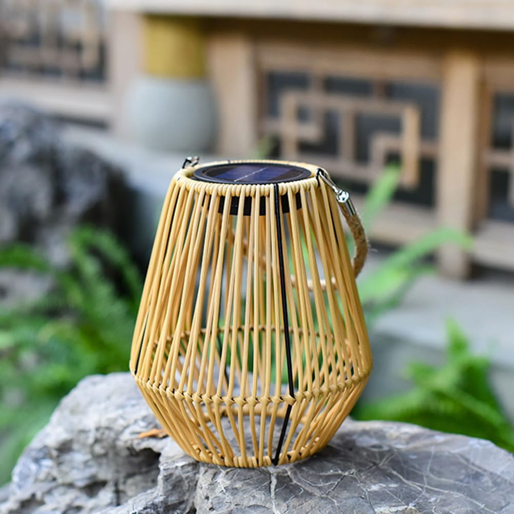 Solar Rattan Bamboo Lamp, Outdoor Hanging Lantern for Garden, Patio & Lawn – Buy Garden Light Online at FUTURKART