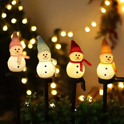 Solar snowman garden light for Christmas outdoor decoration.