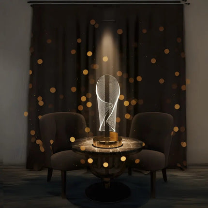 Close-up view of Futurkart Spiral Glow LED table lamp with premium gold body