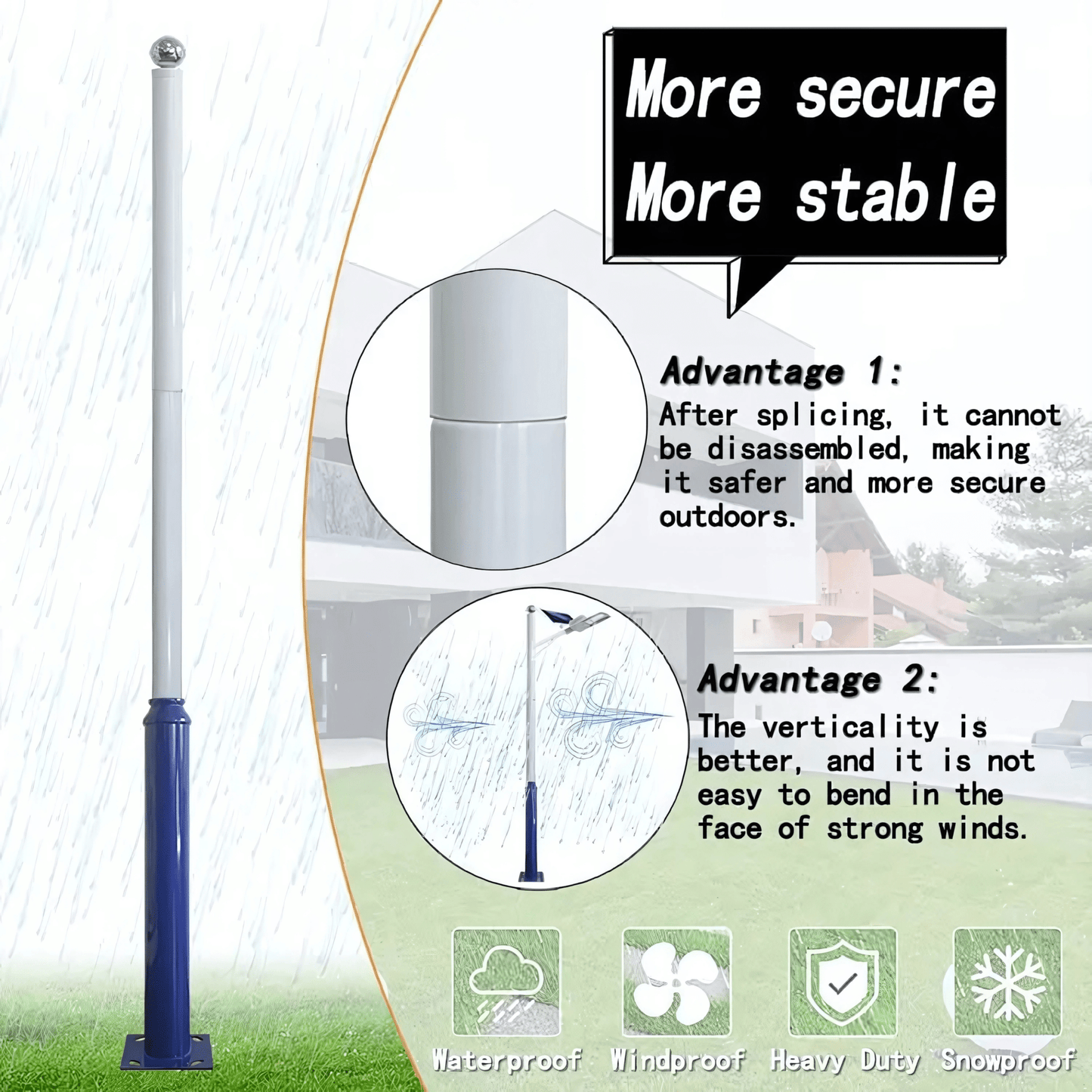 Split Type Pole for Solar Street Light, 5m, Powder Coated – Buy POLE Online at FUTURKART