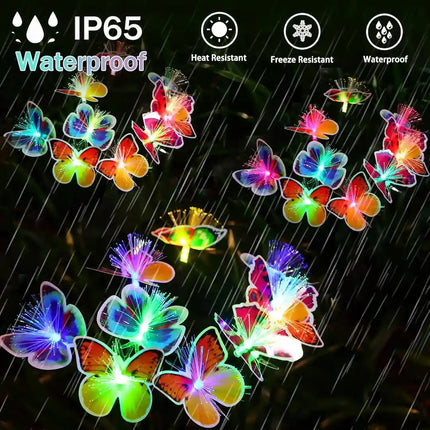 Swaying solar butterfly garden light with multicolor LED.