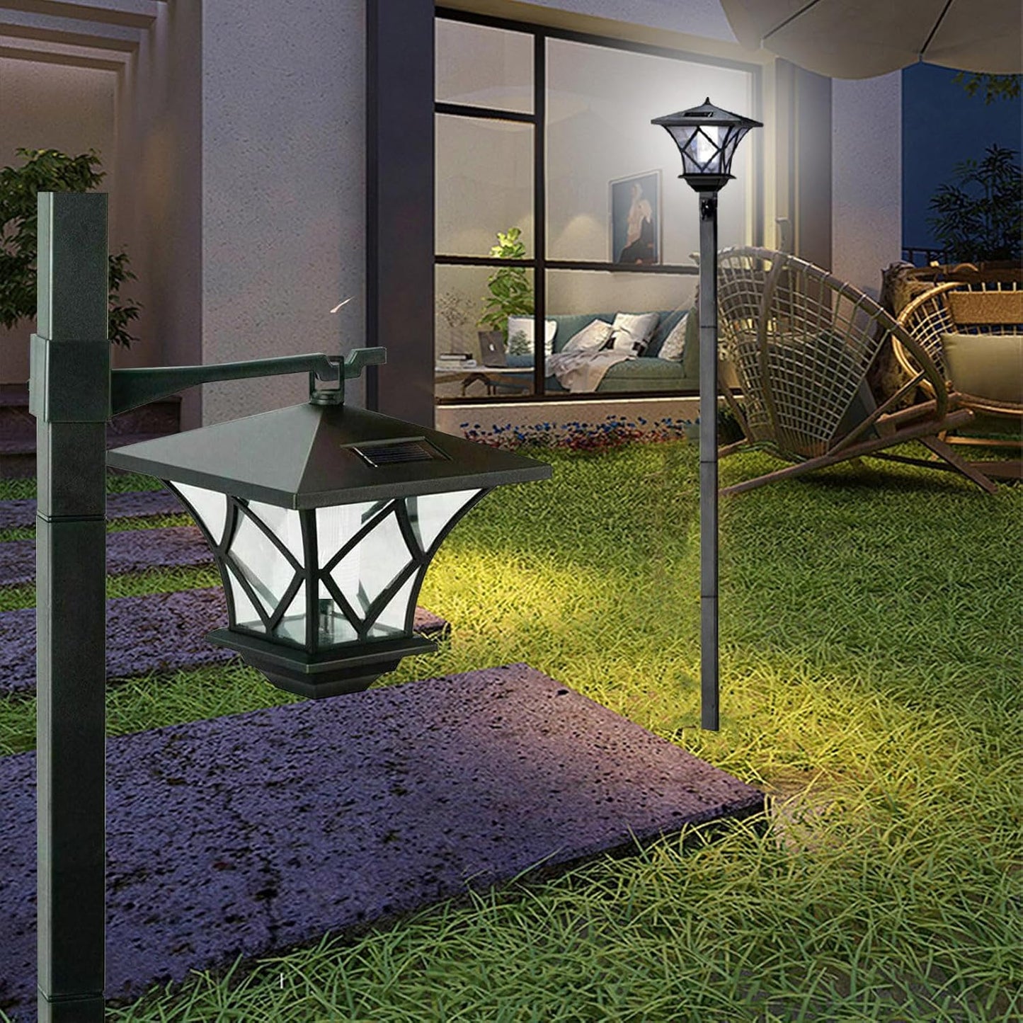 Tall Solar Garden Light 1.5M – Warm White LED Bollard for Pathway & Lawn | Dual Panel with Ground Spike & Hanging Option – Buy Garden Light Online at FUTURKART