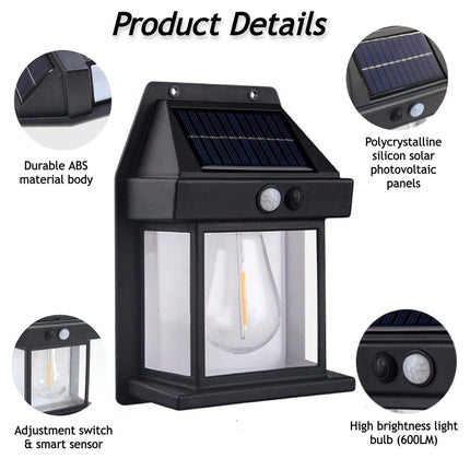 Tungsten LED Solar Wall Lamp – Stylish Outdoor Sensor Light – Buy WALL LIGHT Online at FUTURKART