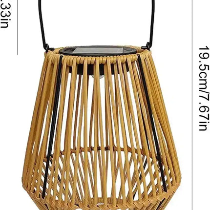 Warm glow solar bamboo lantern for garden and patio.