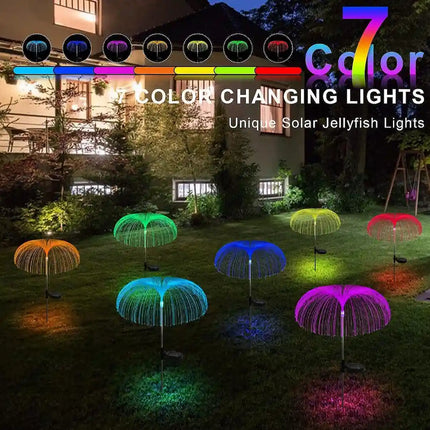 Waterproof RGB solar jellyfish garden light for outdoor use.