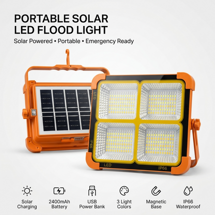 IP65 waterproof portable solar flood light for all-weather outdoor use