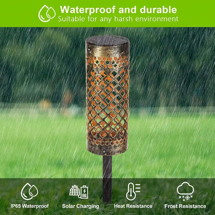 Weather-resistant iron solar garden light for outdoor use